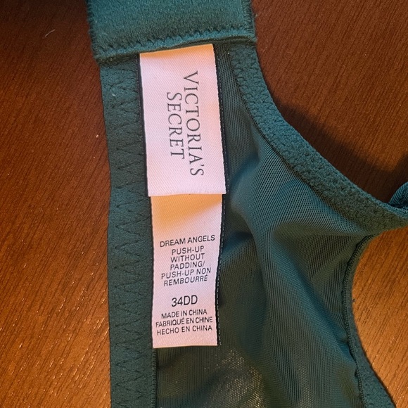 Victoria’s Secret Dream Angels Christmas Green Metallic Gold Balconette Lace Bra - Picture 5 of 9